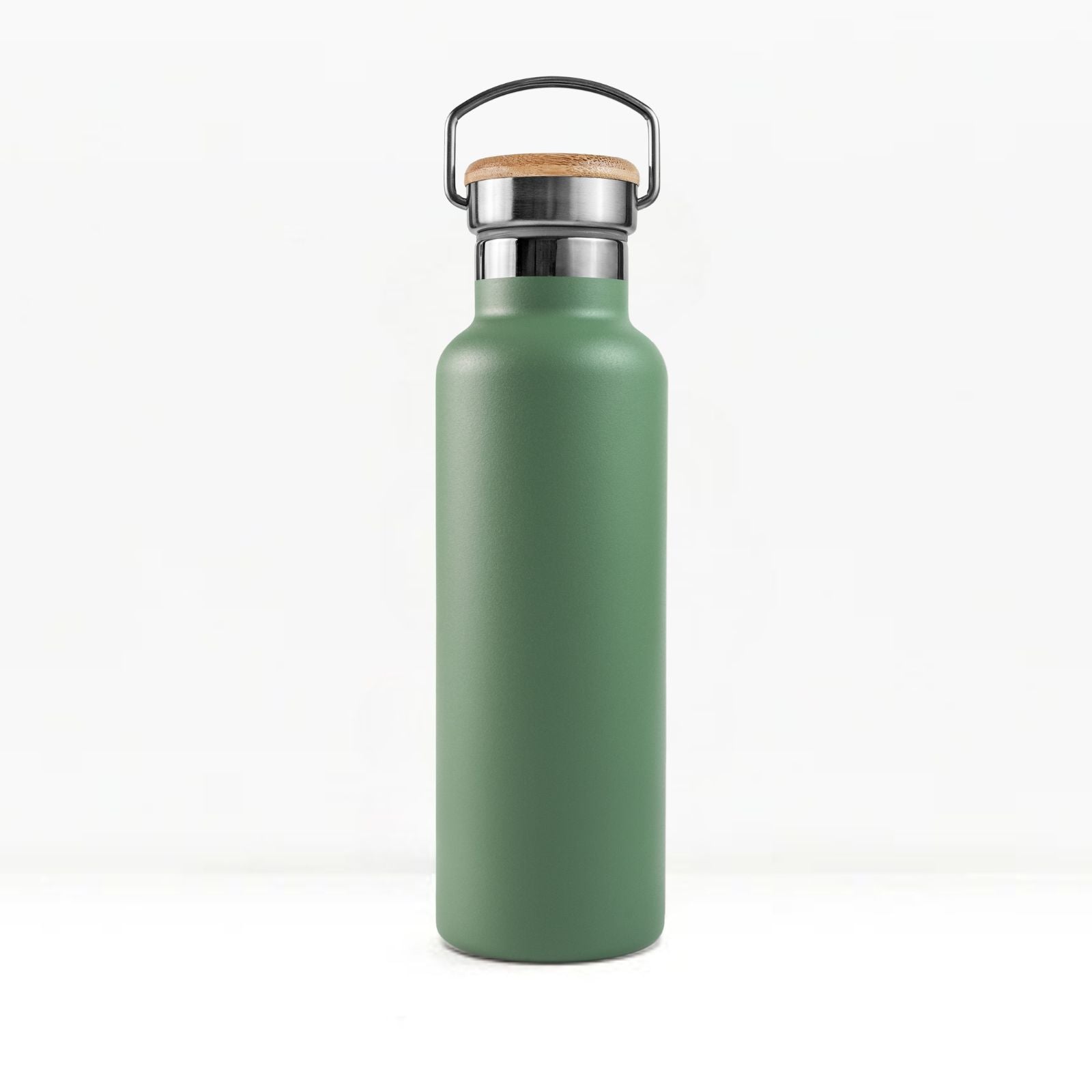 bambaw stainless steel water bottle insulated in green colour 1l on white background