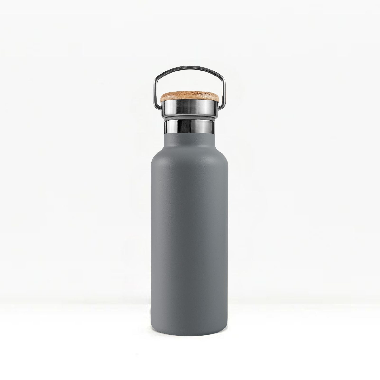 bambaw stainless steel water bottle insulated in grey colour 500ml on white background