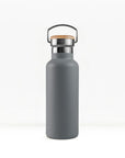 bambaw stainless steel water bottle insulated in grey colour 750ml on white background
