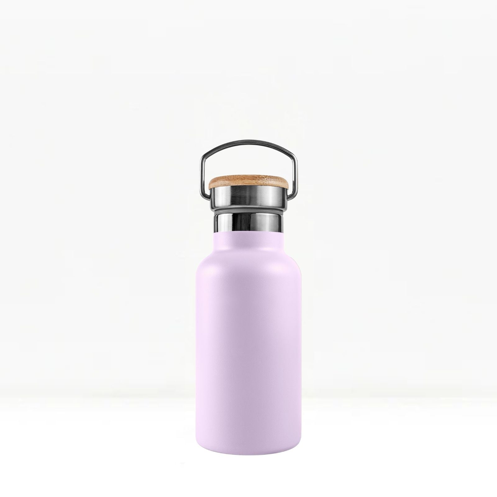 bambaw stainless steel water bottle insulated in lavender colour 350ml on white background