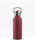 bambaw stainless steel water bottle insulated in red colour 500ml on white background
