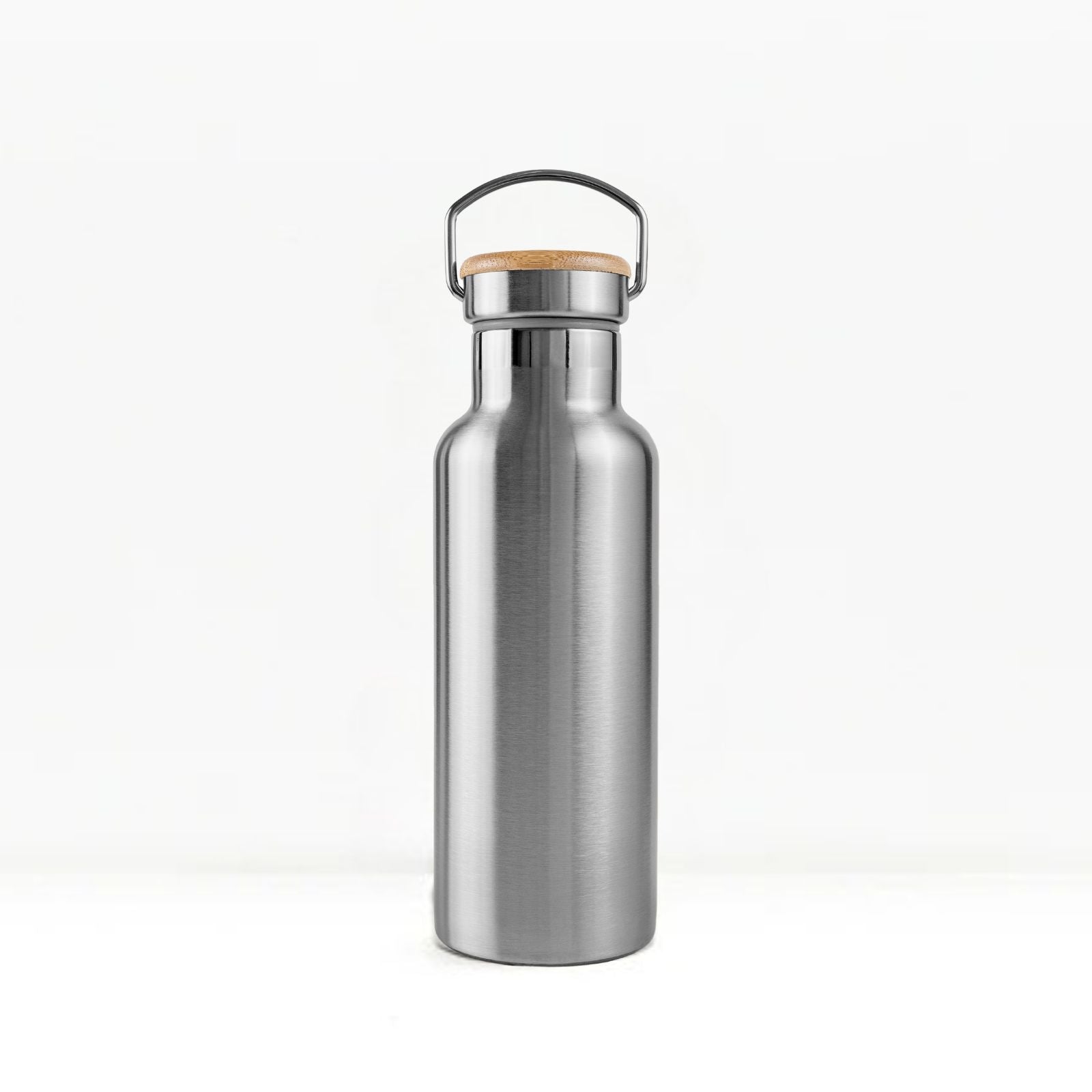 bambaw stainless steel water bottle insulated in steel colour 500ml on white background