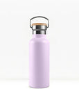 bambaw stainless steel water bottle insulated in lavender colour 500ml on white background