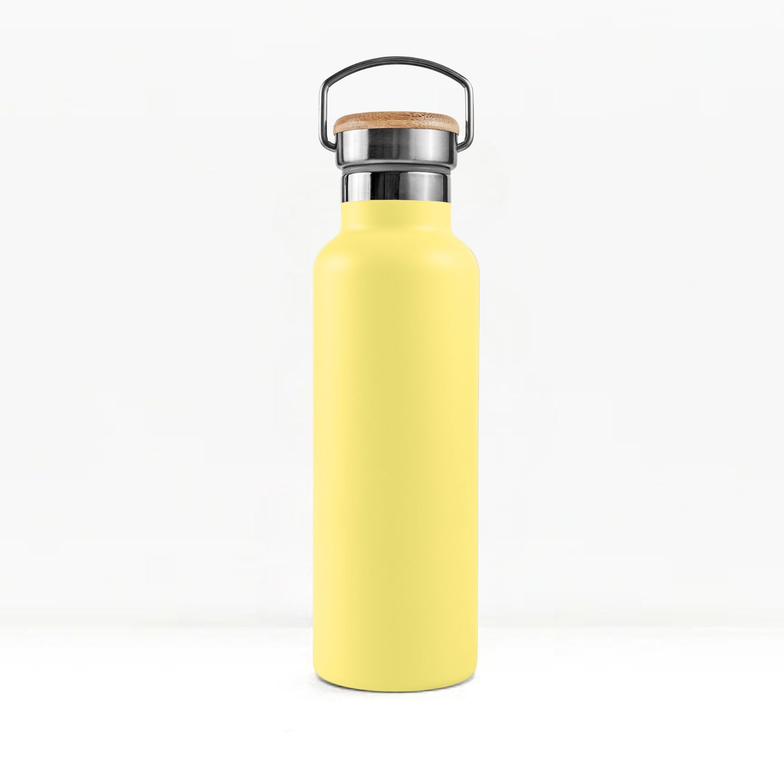 bambaw stainless steel water bottle insulated in yellow colour 1l on white background