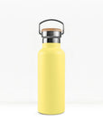 bambaw stainless steel water bottle insulated in yellow colour 500ml on white background