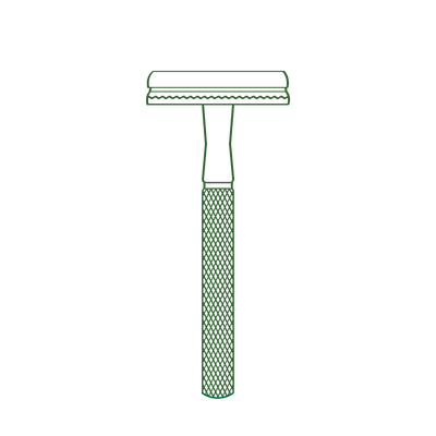 Illustration of a bambaw safety razor with a textured handle on a white background
