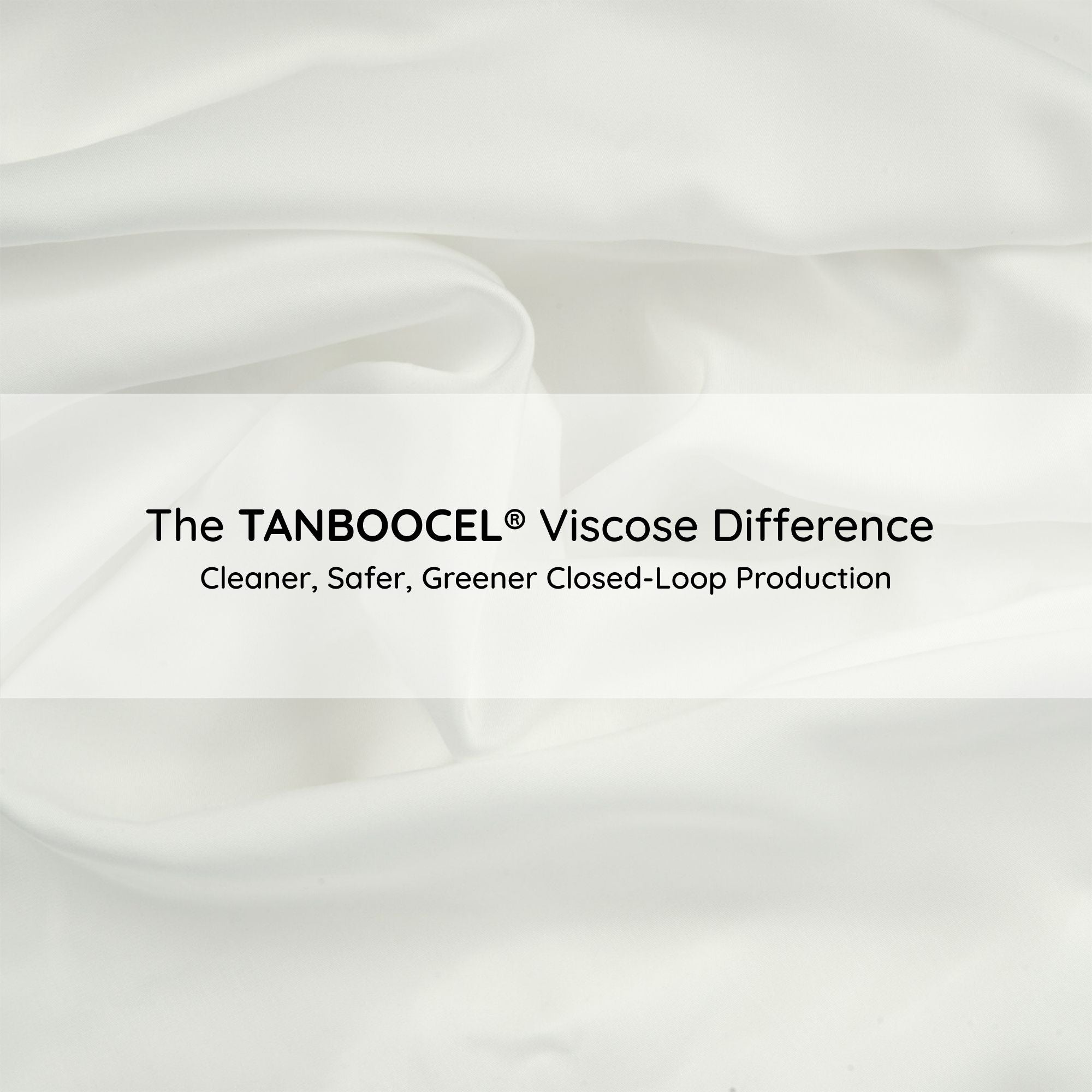 White fabric with text about TANBOOCEL Viscose on a white background