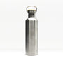Bambaw stainless steel insulated water bottle with a bamboo lid and a carrying loop on top.